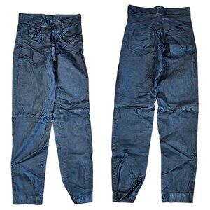 Vintage‎ Womens Size 4 Black Italian Leather Pants High Waist Ankle Inseam 27.5